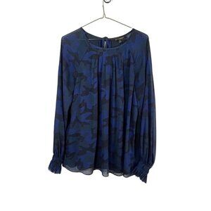 Banana Republic Top Women LT Blue Pullover Camo Neutral Minimalist Retro Boho